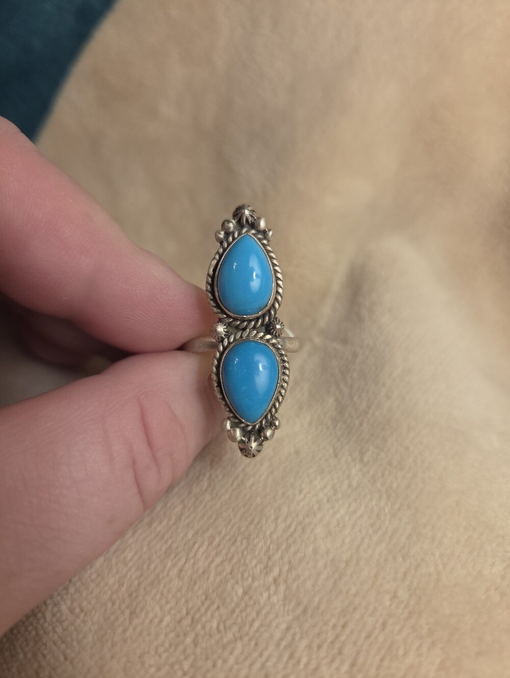 Sleeping Beauty Turquoise Sterling Silver Adjustable Ring